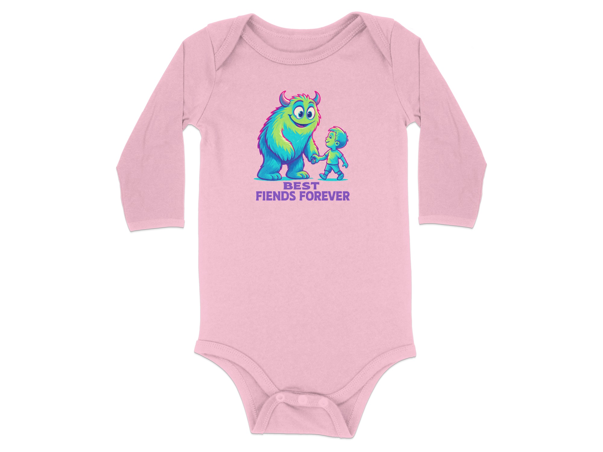 Best Fiends Forever Long Sleeve Bodysuits - 12M, Pink product image 1