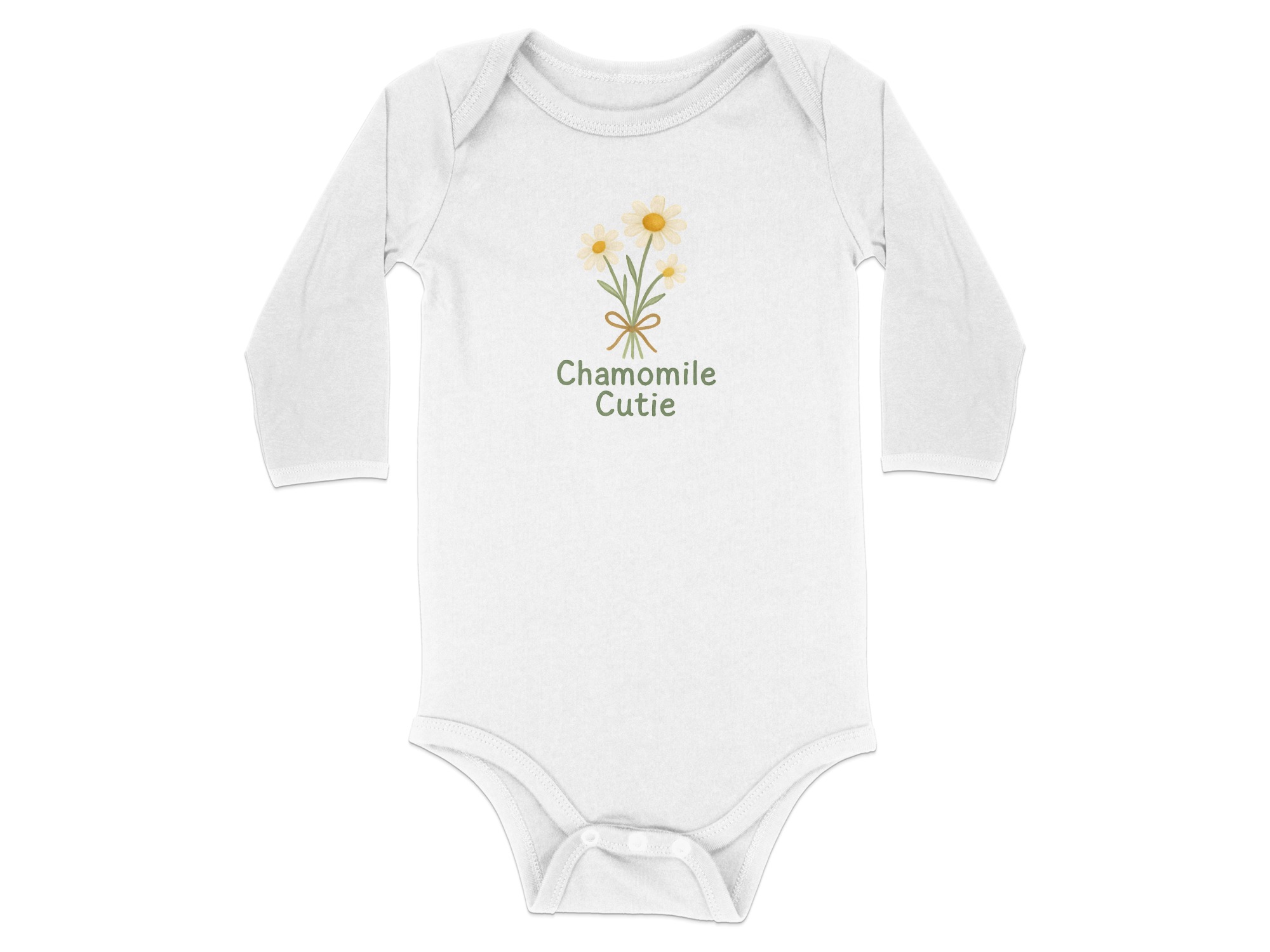 Chamomile Cutie Flowers Floral Design Short and Long Sleeve Body Suit NB to 24M - Image 19