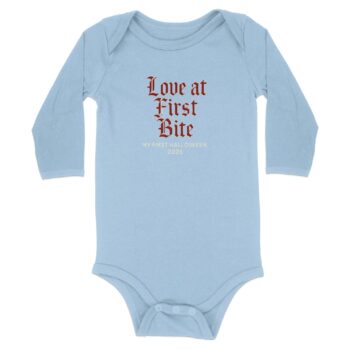 Love at First Bite My First Halloween 2025 Long Sleeve Bodysuits - 12M, Light Blue product image 1