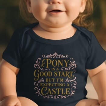 A Pony Is a Good Start Expecting A Castle Baby Bodysuits Onesie - 12M, Black product image 1