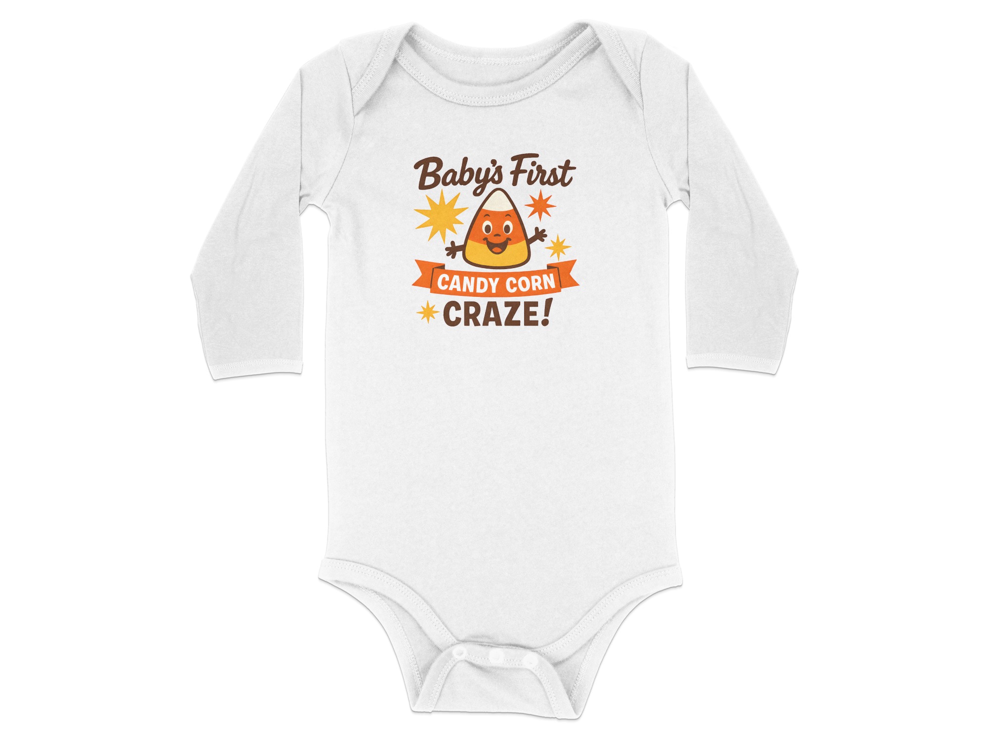 Baby's First Candy Corn Craze Long Sleeve Bodysuits - 12M, White product image 1