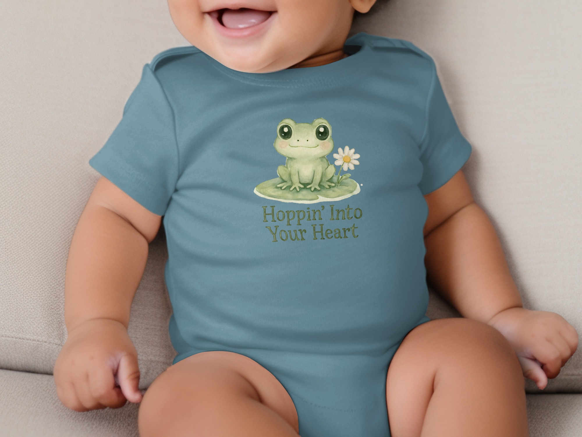Hoppin Into Your Heart Frog Illustration Art Design Short and Long Sleeve Body Suit NB to 24M - Image 7