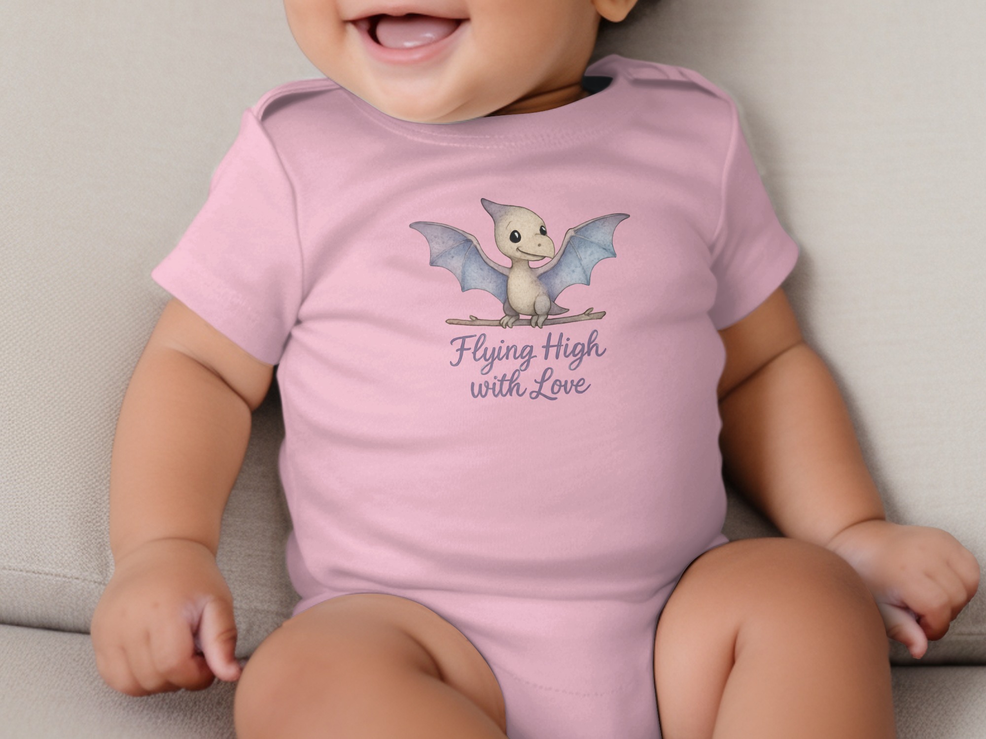 Flying High With Love Cute Dinosaur Design NB to 24M Short and Long Sleeve Body Suit NB to 24M - Image 5