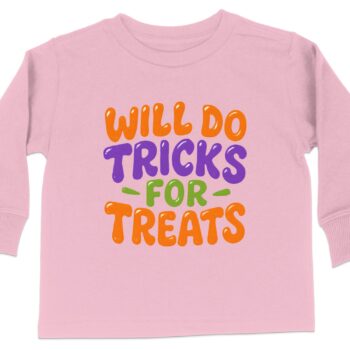 Fun Halloween Will Do Tricks For Treats Long Sleeve T-Shirts - 5-6T, Pink product image 1