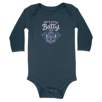 Cute I'm A Little Batty Graphic Long Sleeve Bodysuits - 12M, Navy product image 1