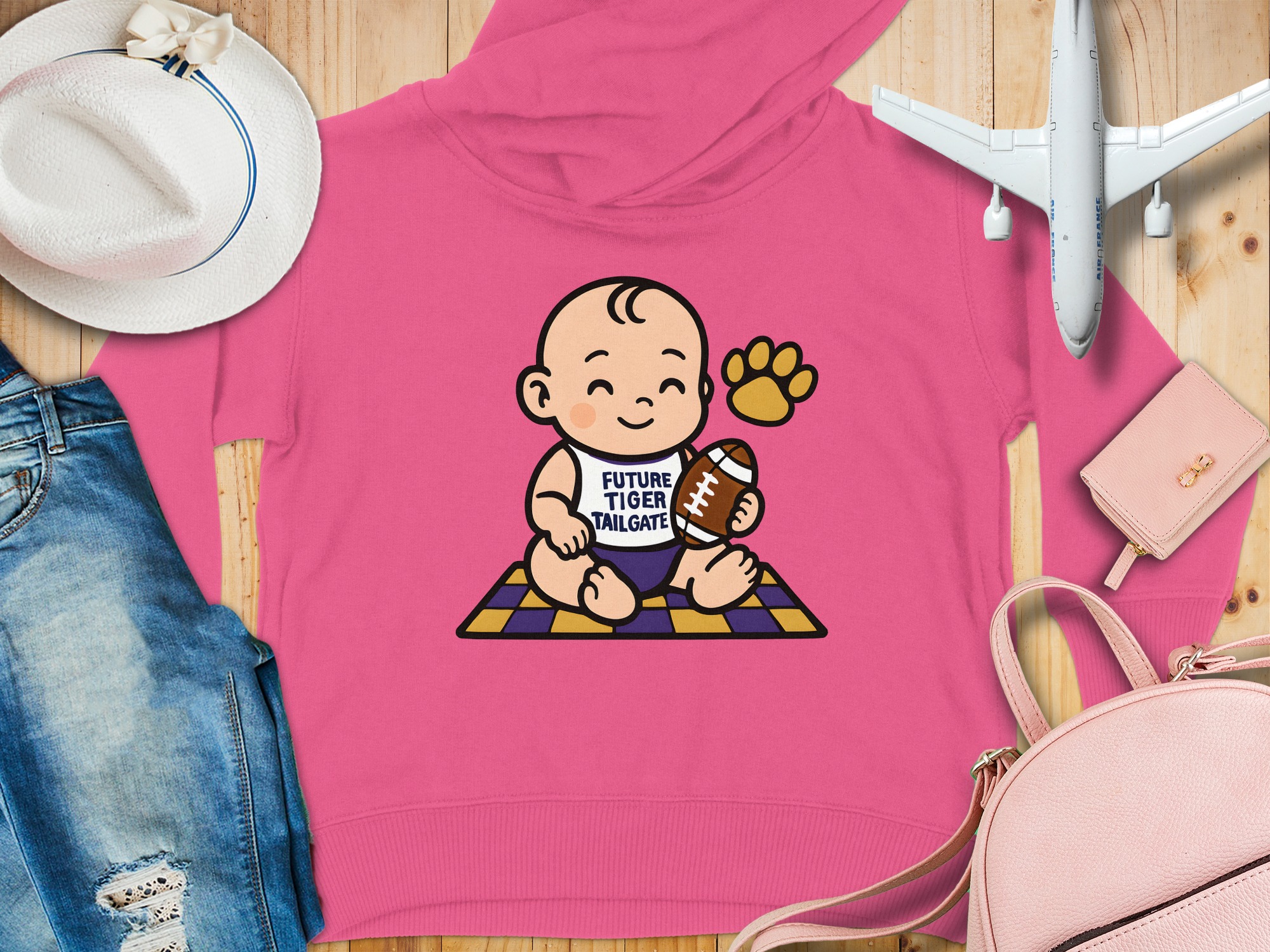 Future Tiger Tailgate Toddler Hoodie - 5-6T, Vintage Hot Pink product image 1