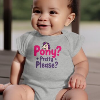 Pony Pretty Please Baby Bodysuits Onesie - 12M, Heather product image 1