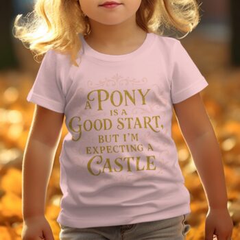 Pony & Castle Baby T-Shirt - 12-18M, Pink product image 1