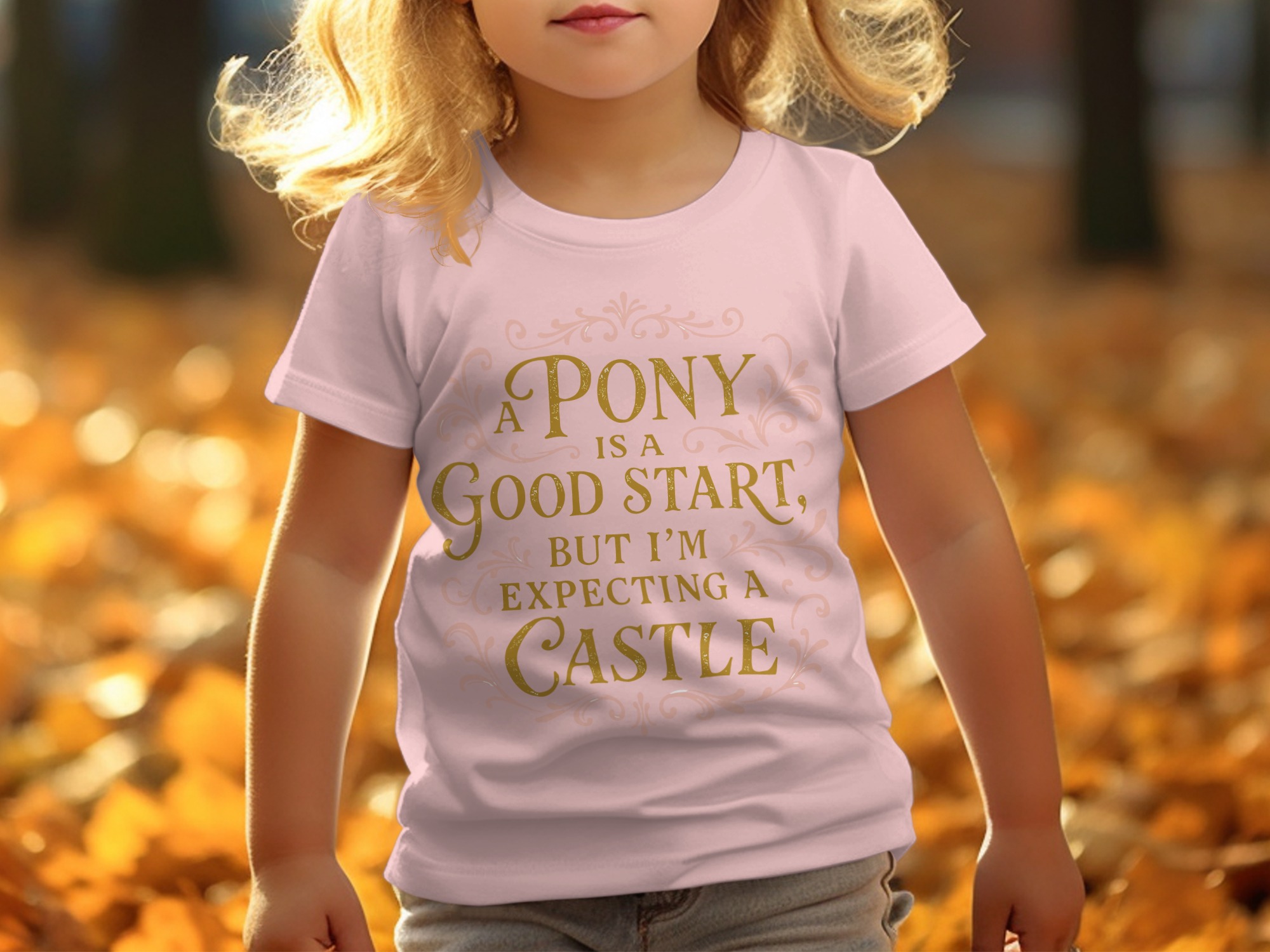 Pony & Castle Baby T-Shirt - 12-18M, Pink product image 1