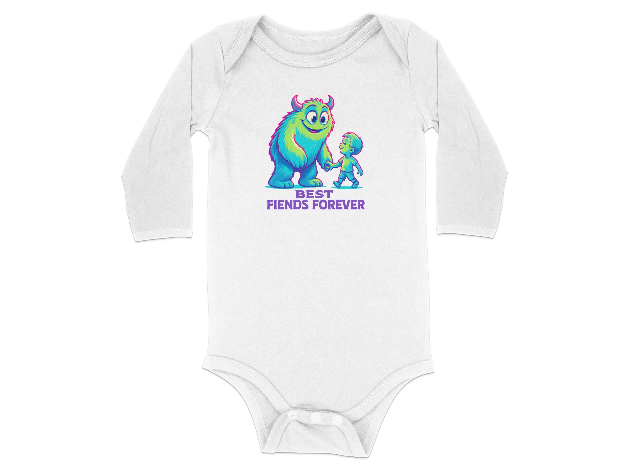 Best Fiends Forever Long Sleeve Bodysuits - 12M, White product image 1