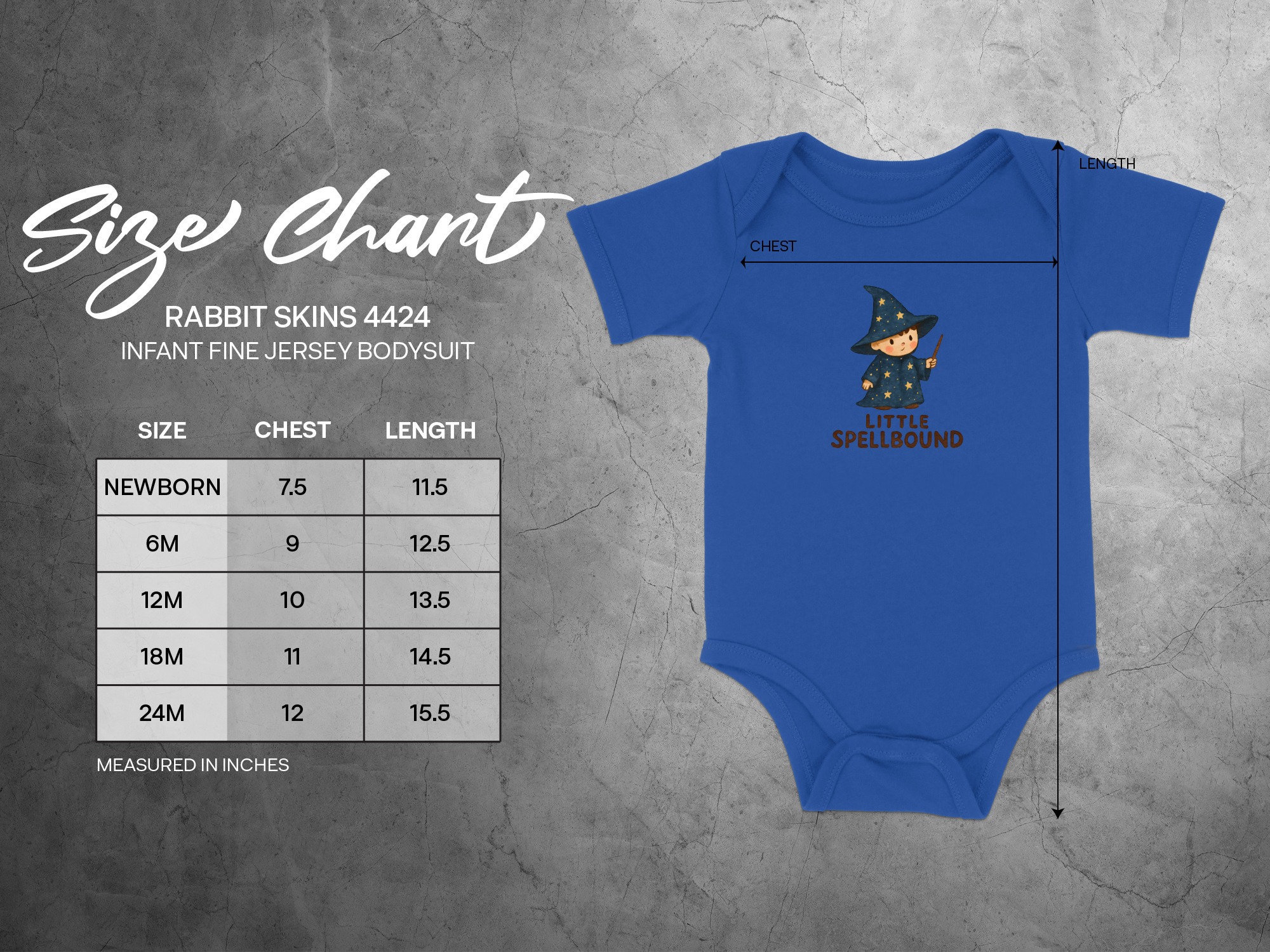 Little Spellbound Wizard Cartoon Illustration Bodysuit Short and Long Sleeve Body Suit NB to 24M