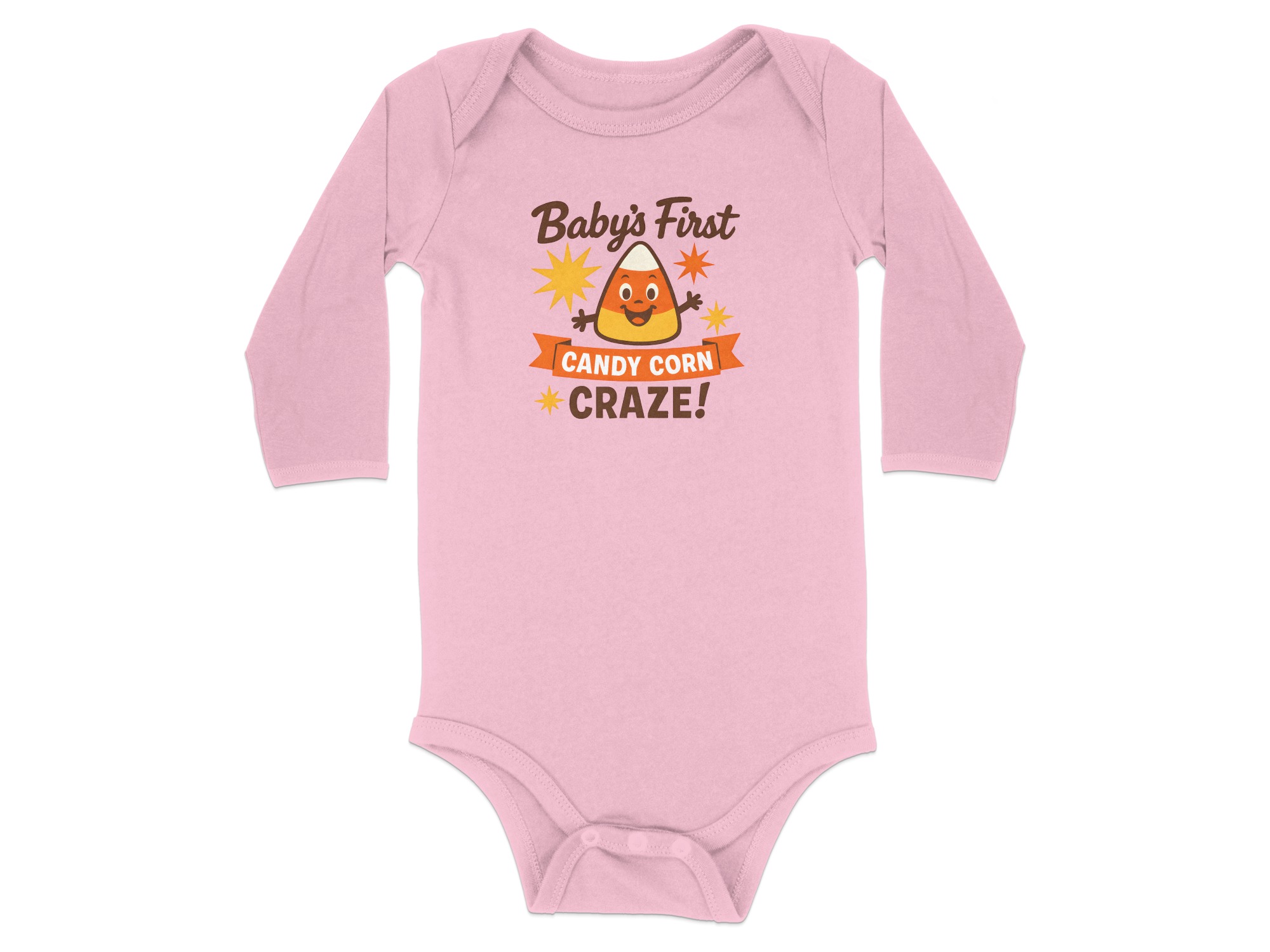 Baby's First Candy Corn Craze Long Sleeve Bodysuits - 12M, Pink product image 1