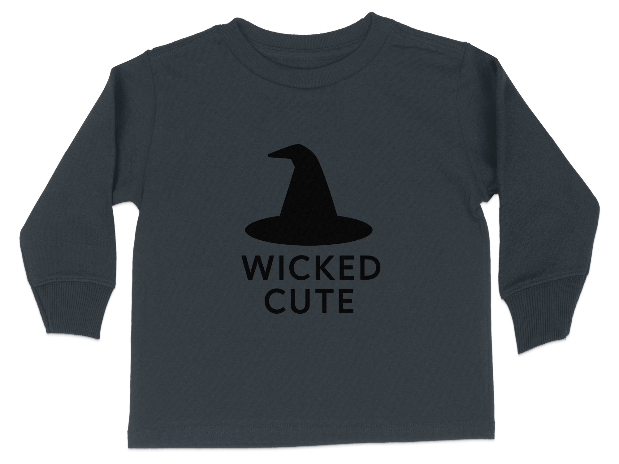 Wicked Cute Witch Hat Graphic Long Sleeve T-Shirts - 5-6T, Black product image 1