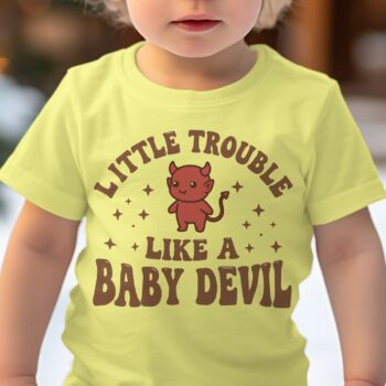 Little Trouble Like A Baby Devil Baby T-Shirt - 12-18M, Yellow product image 1