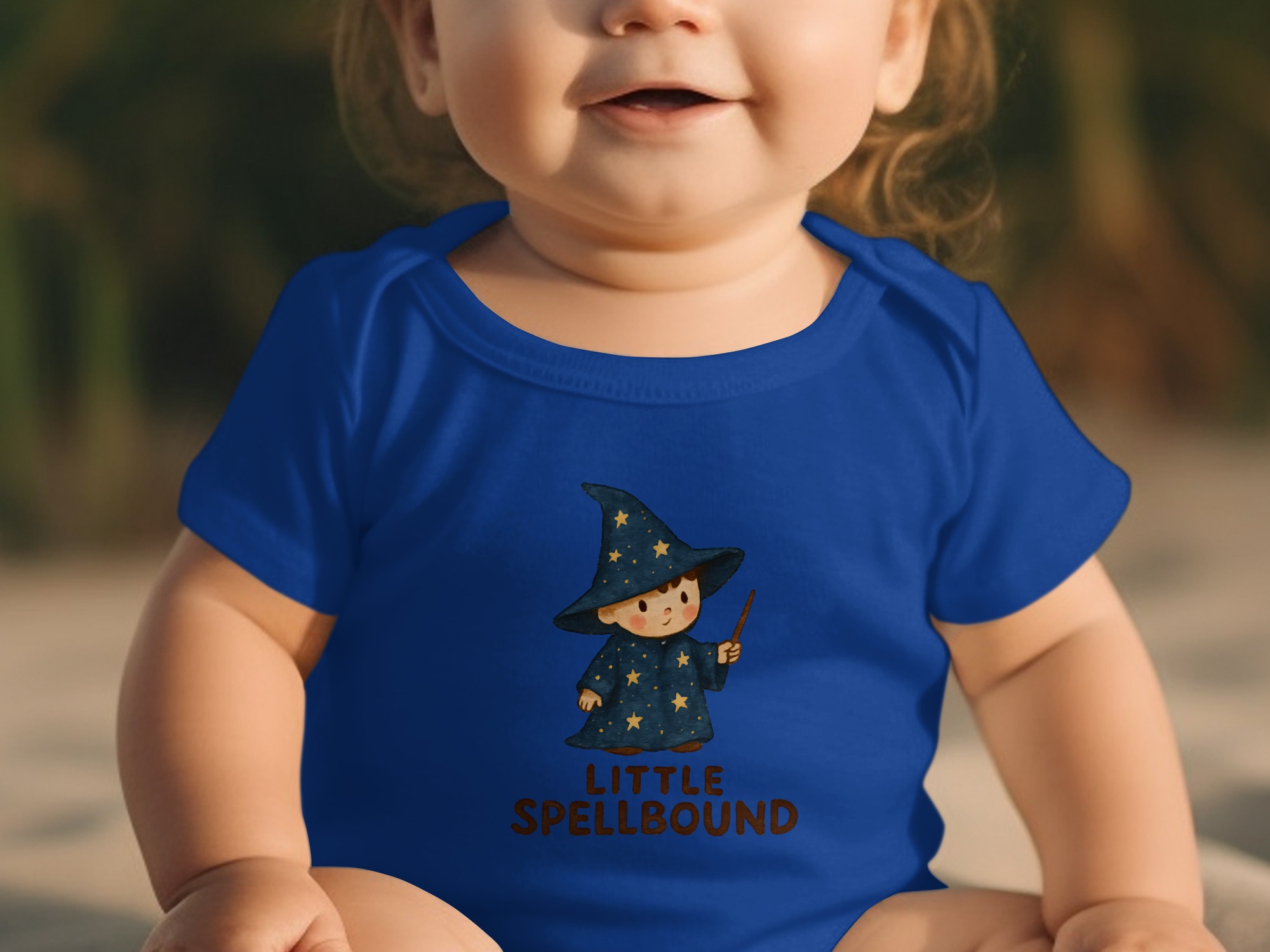 Little Spellbound Wizard Cartoon Illustration Bodysuit Short and Long Sleeve Body Suit NB to 24M - Image 3