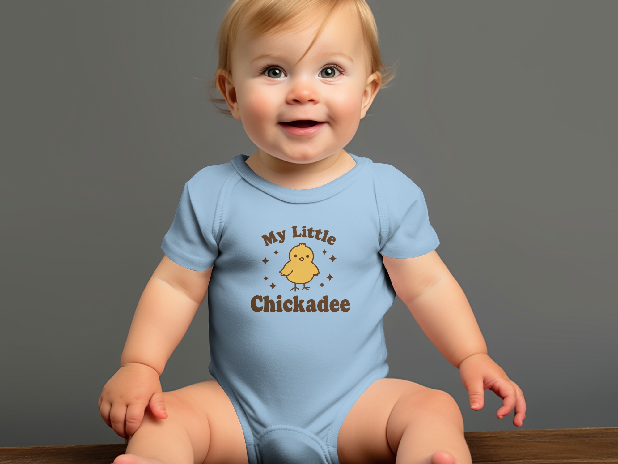 My Little Chickadee Baby Bodysuits Onesie - 12M, Light Blue product image 1