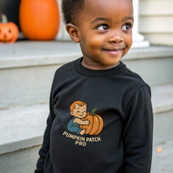 “Pumpkin Patch Pro Graphic Print Long Sleeve T” Long Sleeve Toddler Tee | Cute Halloween Cartoon Shirt | Toddler Sizes 2T to 6T product image 1