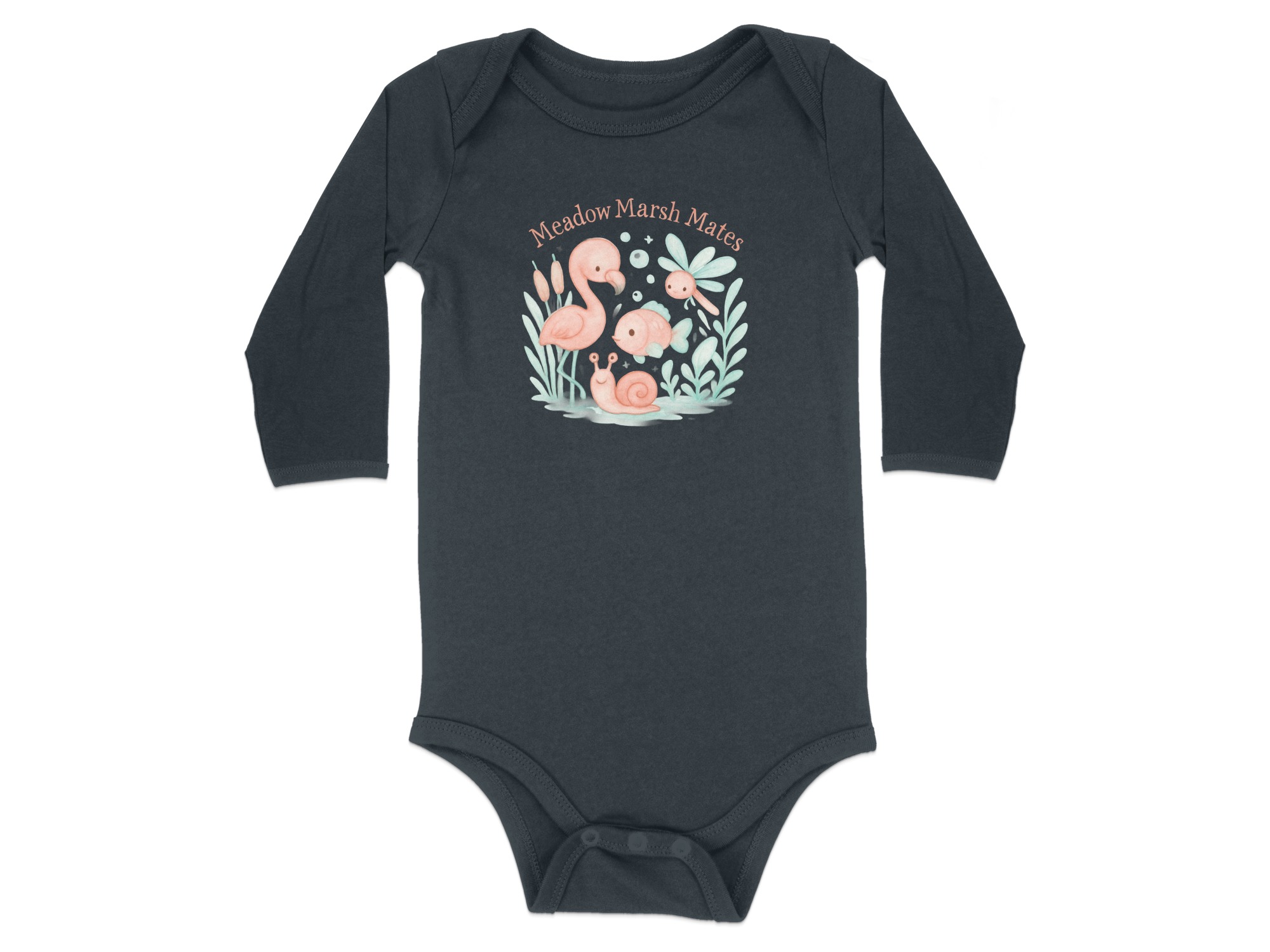 Meadow Marsh Mates Bodysuit, Cute Animal Design, Flamingo Fish Snail Dragonfly, Long and Short Sleeve, Newborn to 24M - Image 13