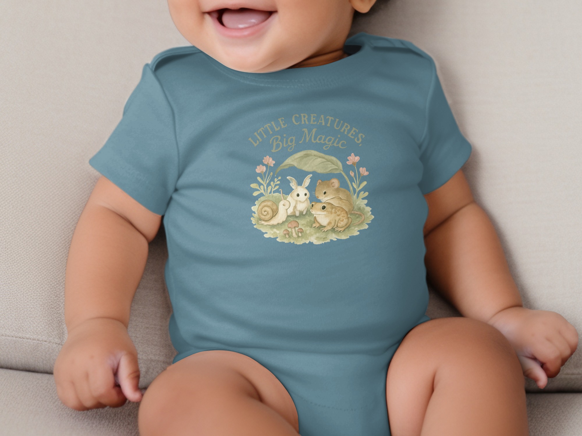 Little Creatures Big Magic Bodysuits Long, Short Sleeve, Watercolor Animals Baby Clothes, Newborn to 24M, Whimsical Woodland Creatures - Image 7