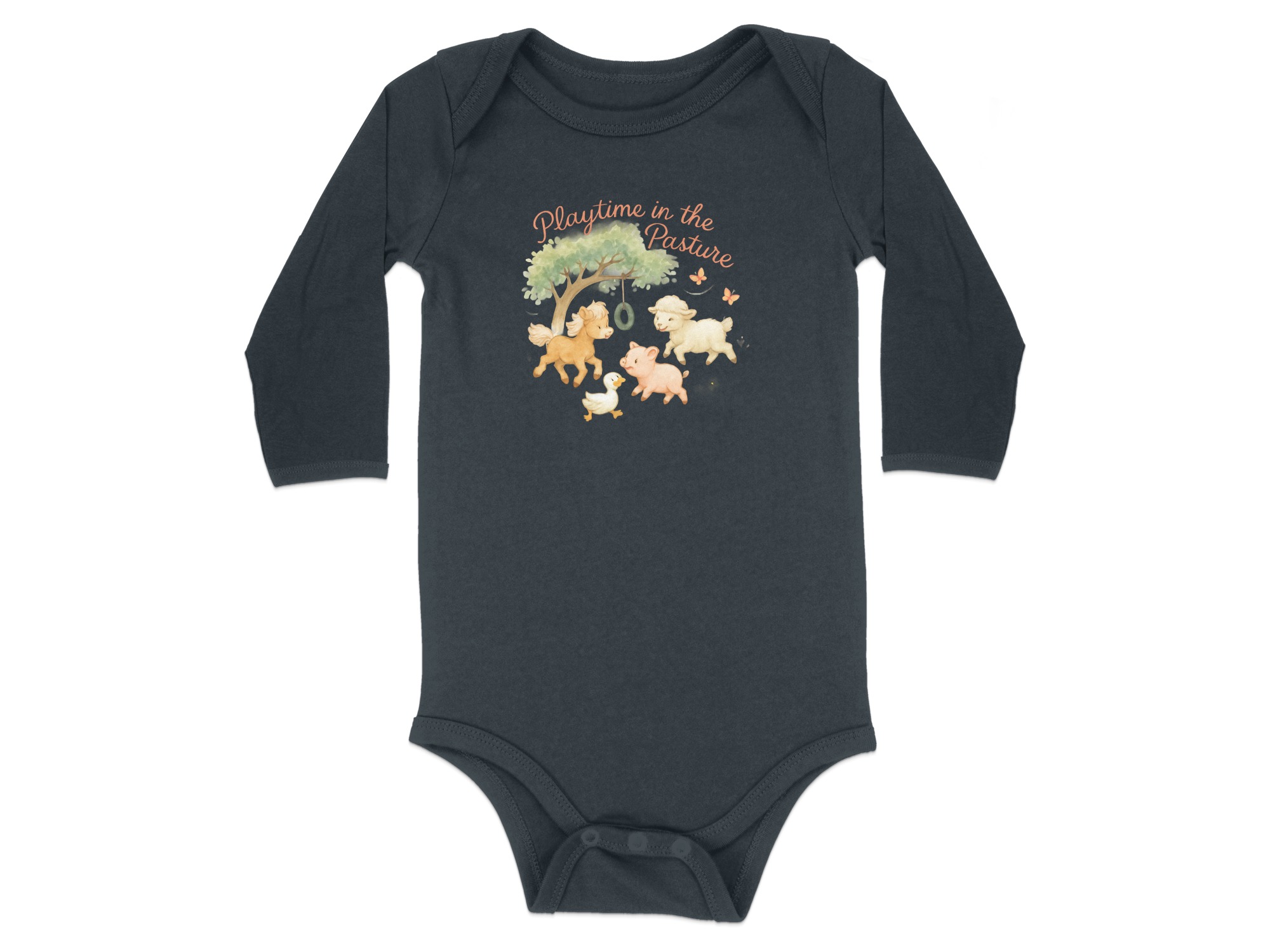 Playtime in the Pasture Bodysuits Long and Short Sleeve NB to 24M, Farm Animals Baby Clothes, Pony Sheep Pig Duck Bodysuit, Infant Apparel - Image 13