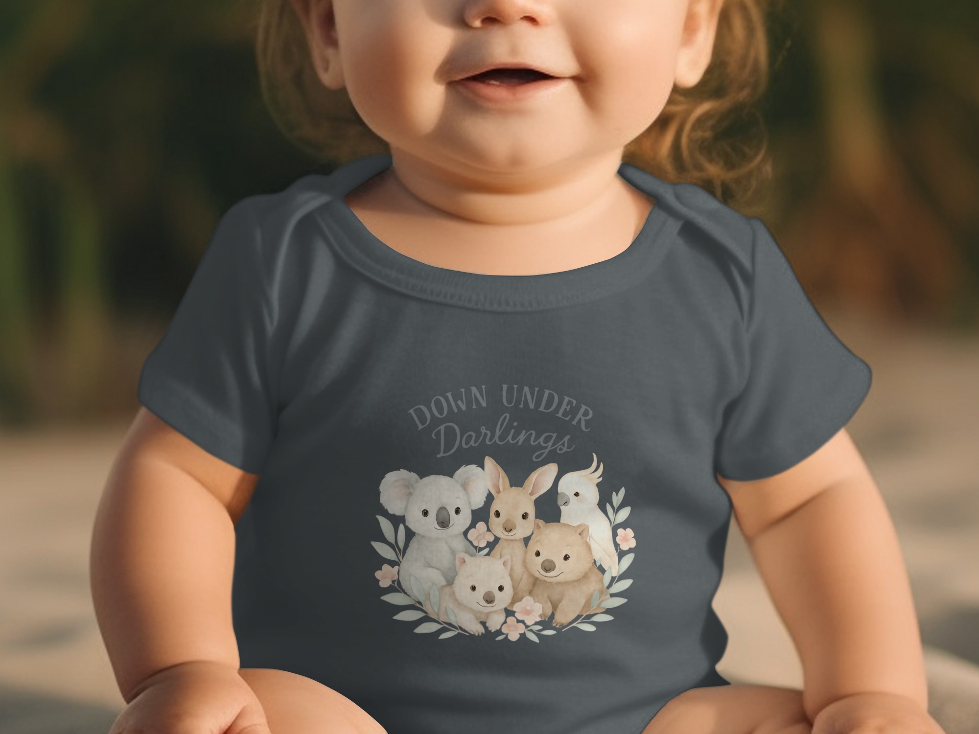Down Under Darlings Bodysuit, Australian Animals Koala Kangaroo Wombat Cockatoo, Long and Short Sleeve, Newborn to 24 Months - Image 5