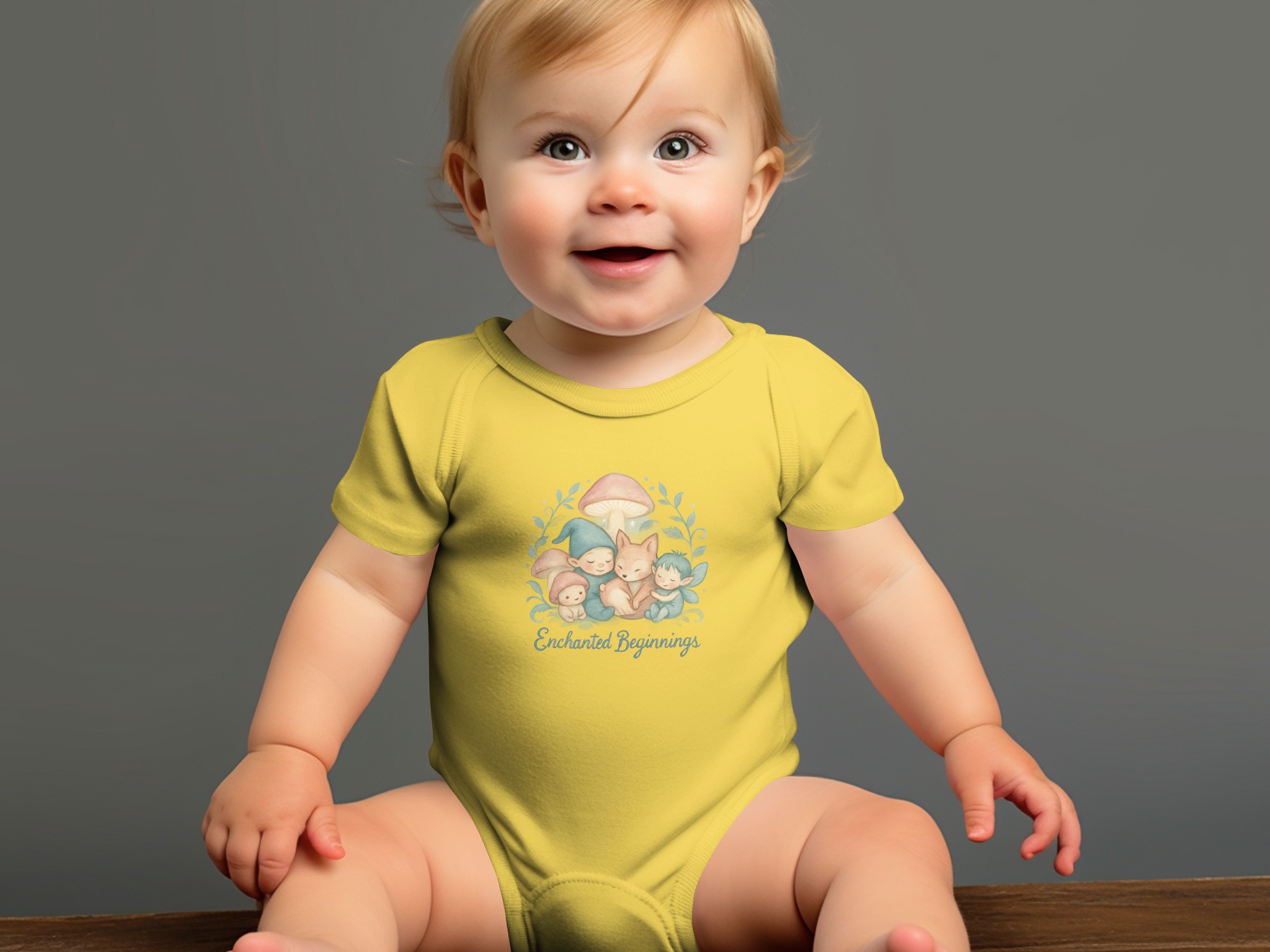 Enchanted Beginnings Bodysuit, Newborn to 24M, Gnome Fairy Fox, Cute Infant Bodysuit, Long and Short Sleeve, Magical Creature Bodysuits