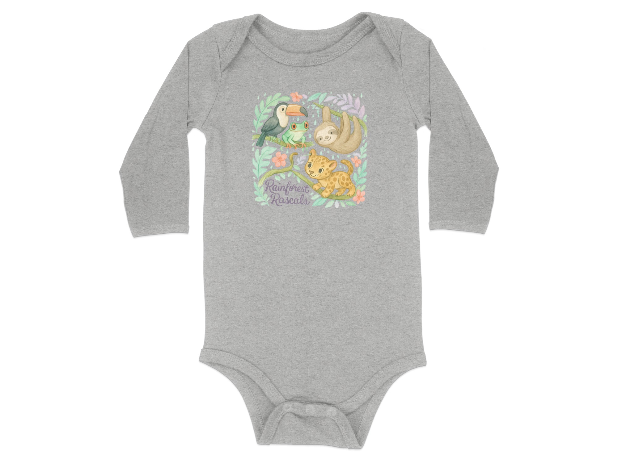 Rainforest Rascal Bodysuit, Cute Animal NB to 24M Long and Short Sleeve, Sloth Toucan Leopard Frog, Baby Outfit, Jungle Theme, Baby Shower - Image 16