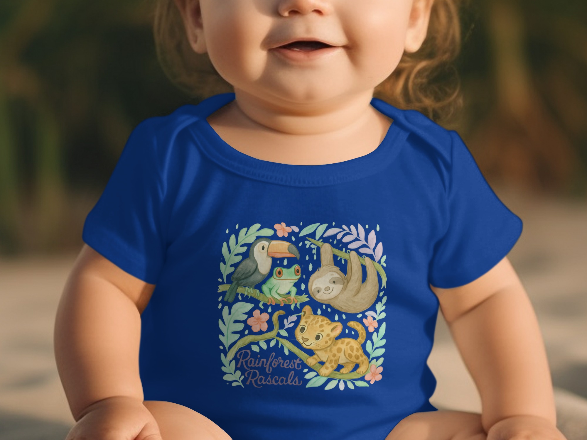 Rainforest Rascal Bodysuit, Cute Animal NB to 24M Long and Short Sleeve, Sloth Toucan Leopard Frog, Baby Outfit, Jungle Theme, Baby Shower - Image 4