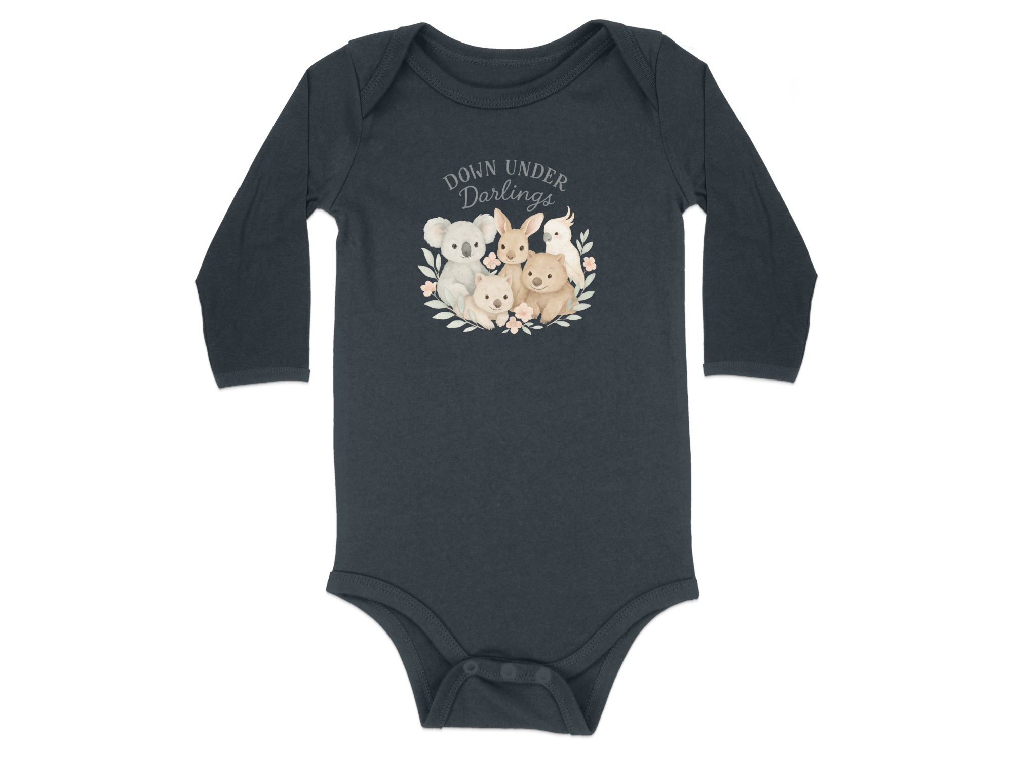 Down Under Darlings Bodysuit, Australian Animals Koala Kangaroo Wombat Cockatoo, Long and Short Sleeve, Newborn to 24 Months - Image 13