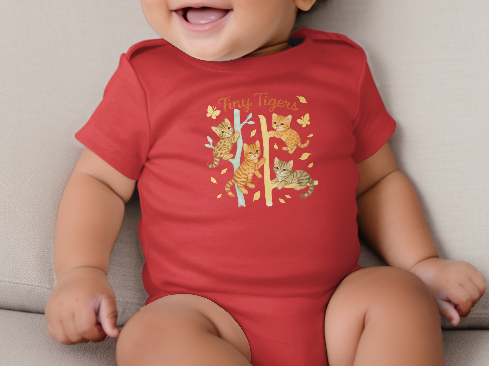 Tiny Tigers Bodysuit NB to 24M, Cute Kitten Climb Graphic, Long and Short Sleeve, Animal Theme Baby Clothes, Nursery Decor, Baby Gift - Image 9