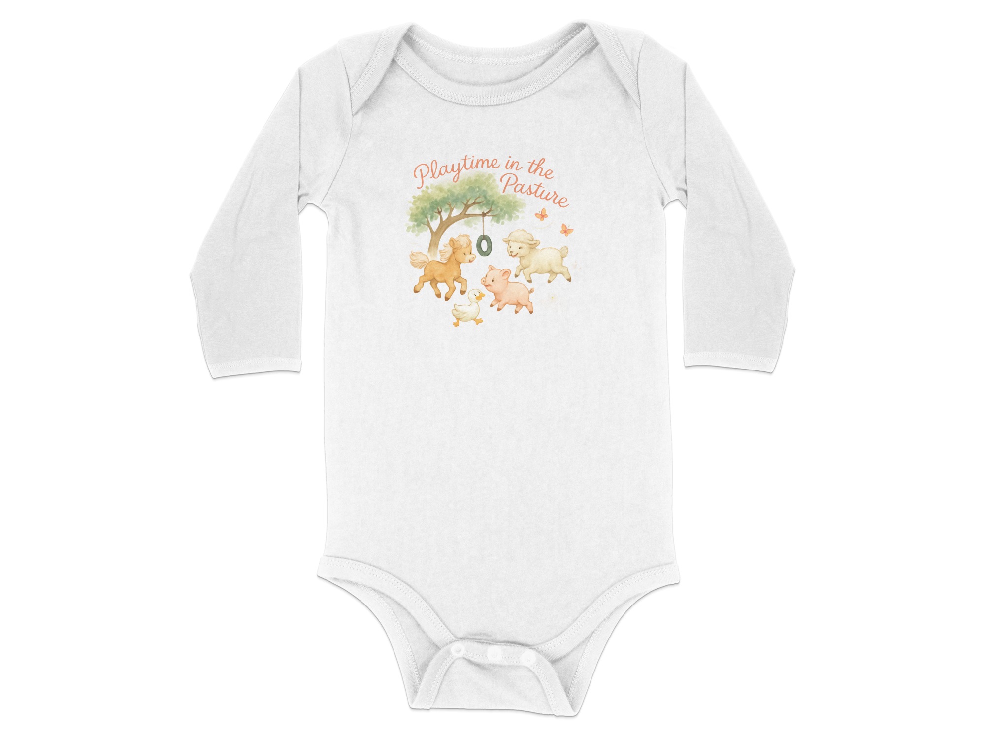 Playtime in the Pasture Bodysuits Long and Short Sleeve NB to 24M, Farm Animals Baby Clothes, Pony Sheep Pig Duck Bodysuit, Infant Apparel - Image 19