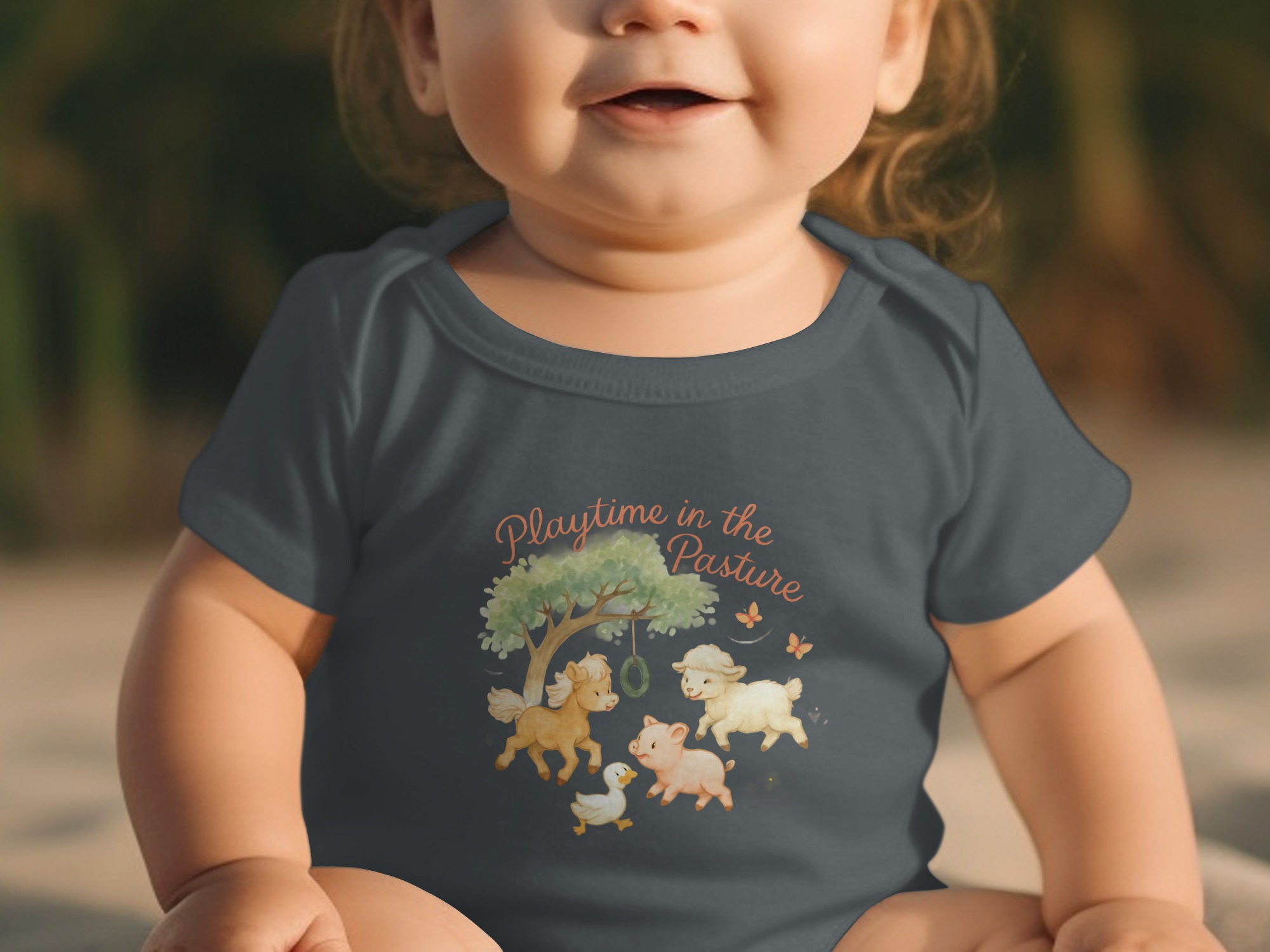 Playtime in the Pasture Bodysuits Long and Short Sleeve NB to 24M, Farm Animals Baby Clothes, Pony Sheep Pig Duck Bodysuit, Infant Apparel - Image 5