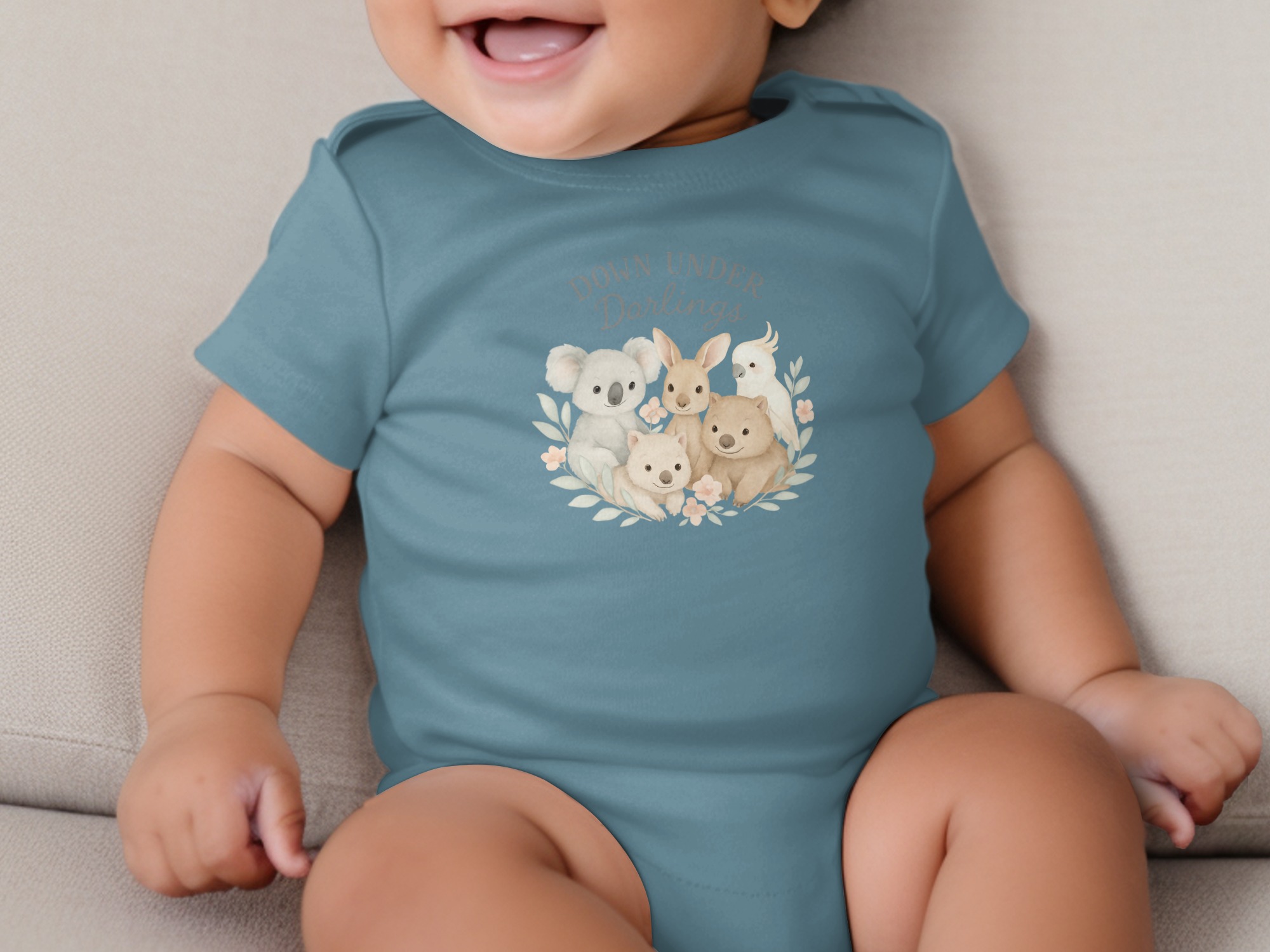 Down Under Darlings Bodysuit, Australian Animals Koala Kangaroo Wombat Cockatoo, Long and Short Sleeve, Newborn to 24 Months - Image 7