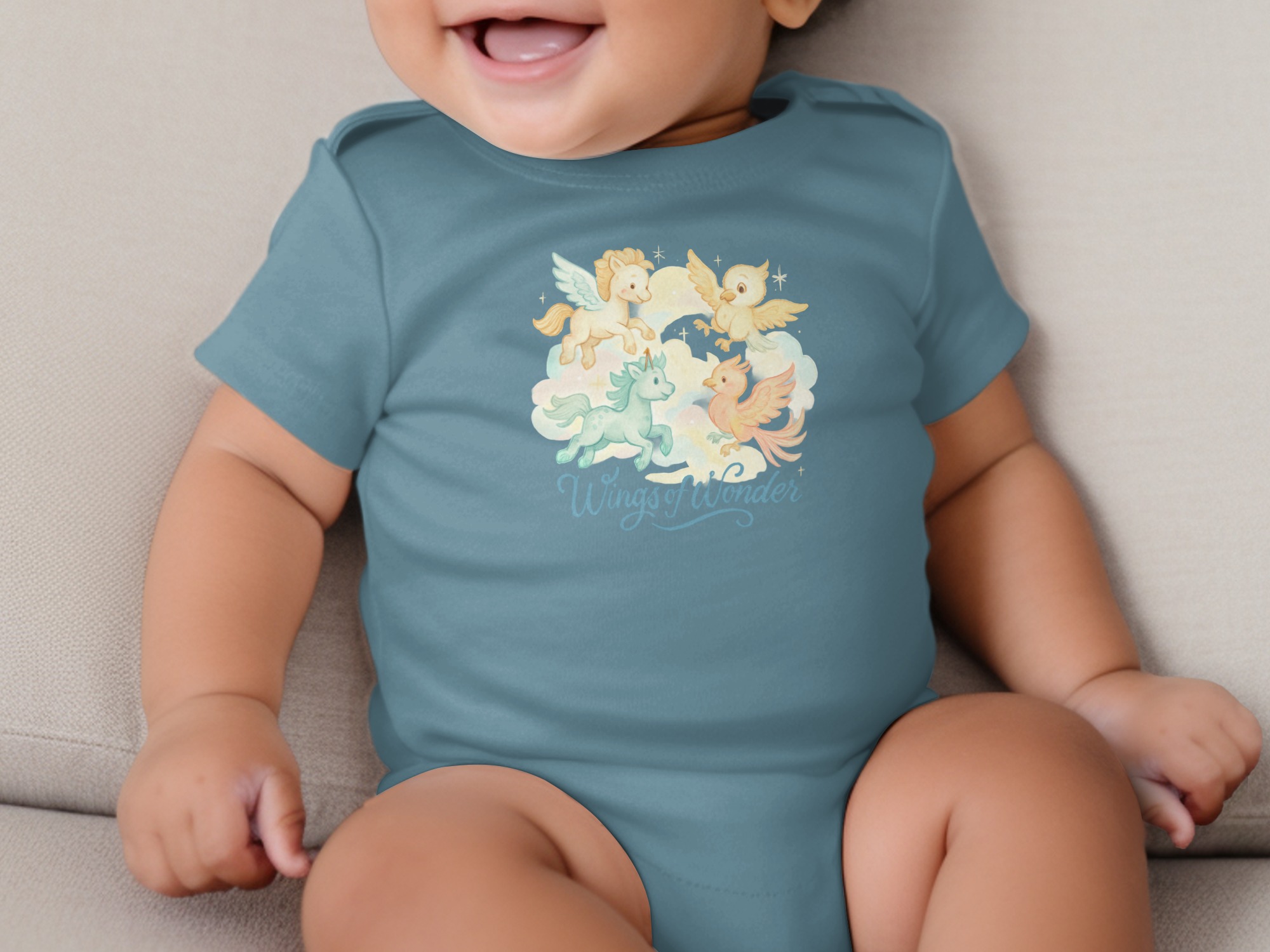 Wings of Wonder Bodysuits NB to 24M, Pegasus Unicorn Phoenix Bird Graphics, Magical Creatures Baby Clothes Long Sleeve Short Sleeve, Baby - Image 7