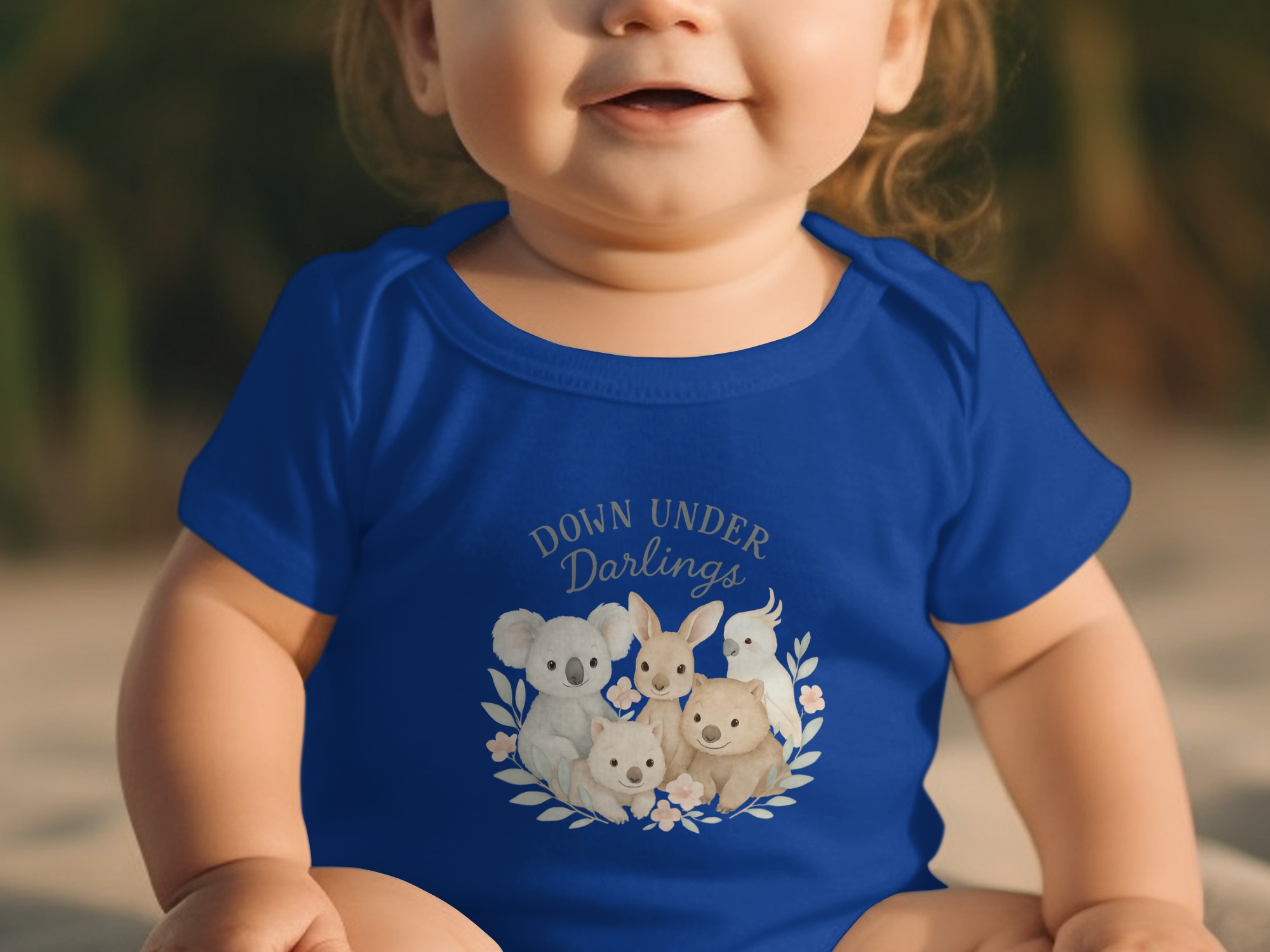 Down Under Darlings Bodysuit, Australian Animals Koala Kangaroo Wombat Cockatoo, Long and Short Sleeve, Newborn to 24 Months - Image 4