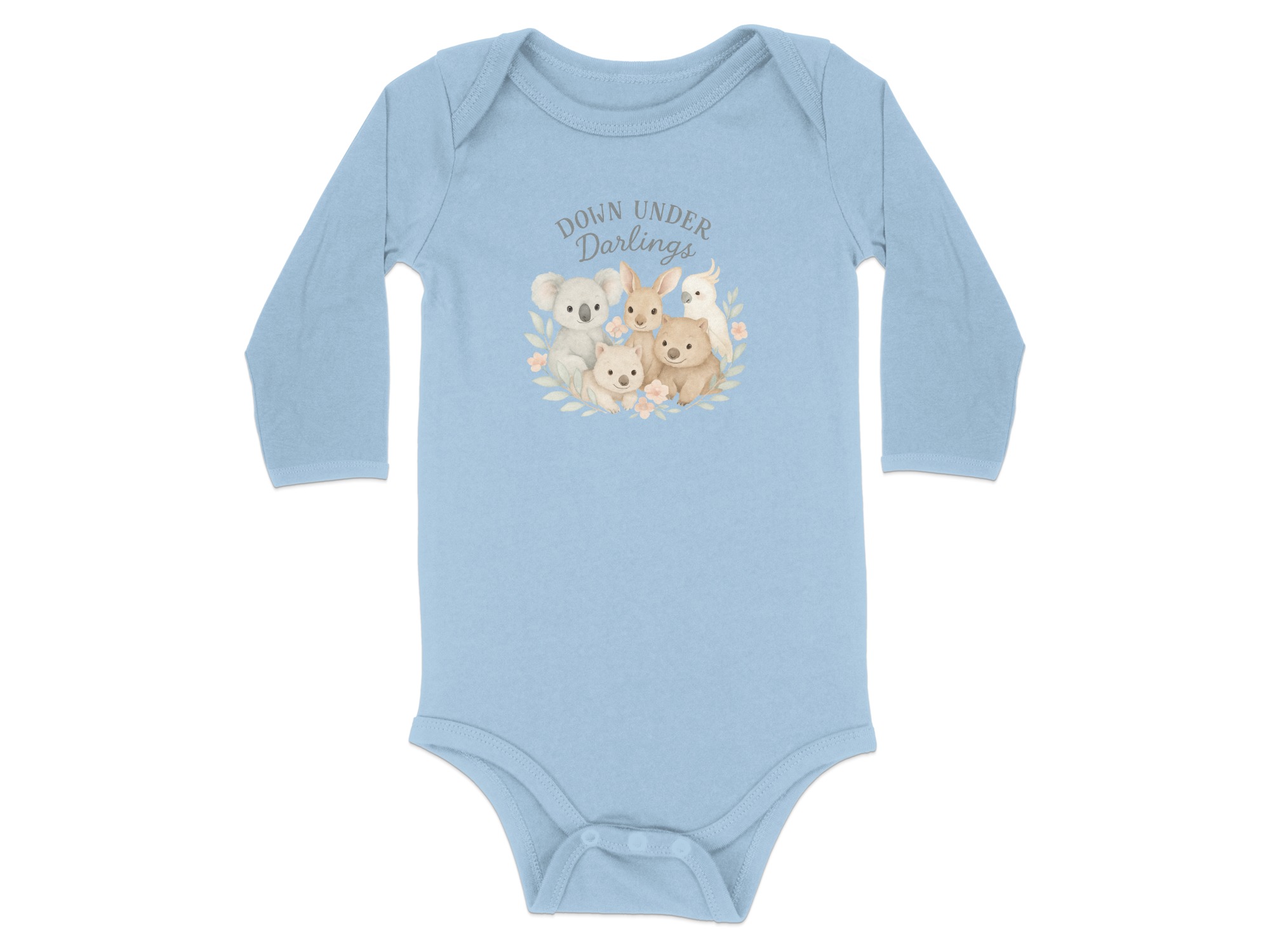 Down Under Darlings Bodysuit, Australian Animals Koala Kangaroo Wombat Cockatoo, Long and Short Sleeve, Newborn to 24 Months - Image 17