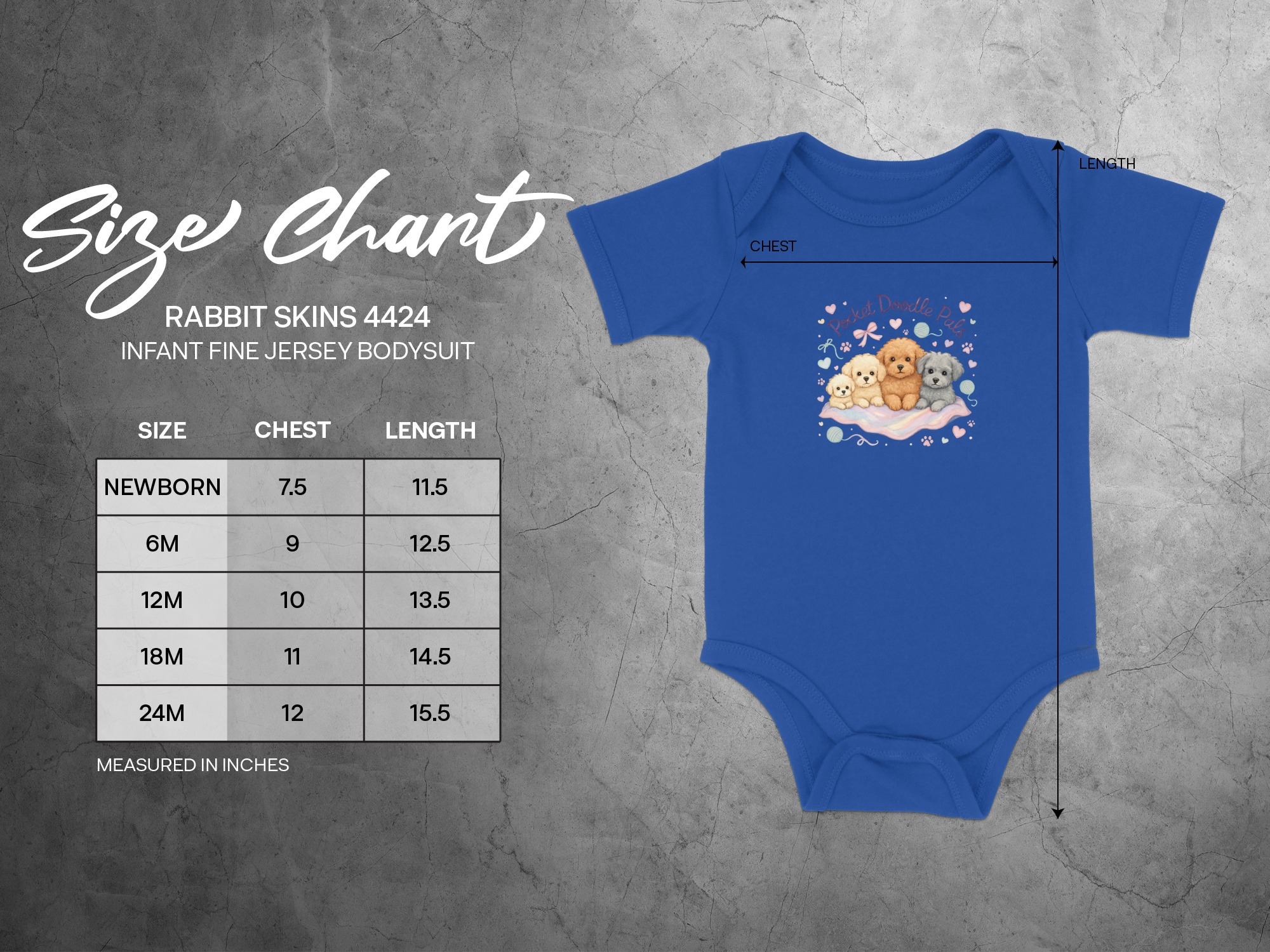 Pocket Doodle Pals Bodysuits Long and Short Sleeve NB to 24M, Adorable Puppy Dog Friends, Cute Watercolor Hearts, Newborn Baby Gift - Image 3