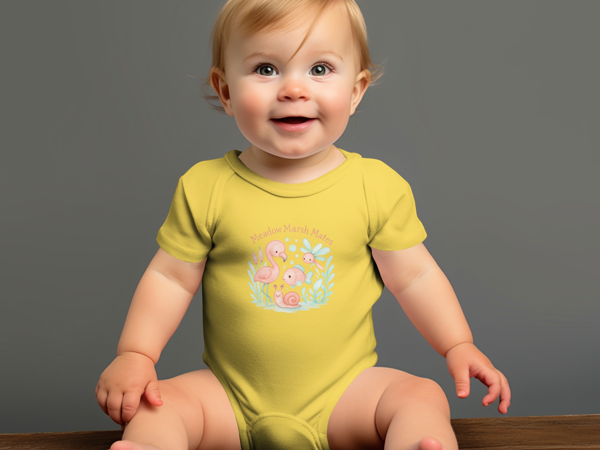 Meadow Marsh Mates Bodysuit, Cute Animal Design, Flamingo Fish Snail Dragonfly, Long and Short Sleeve, Newborn to 24M - Image 11