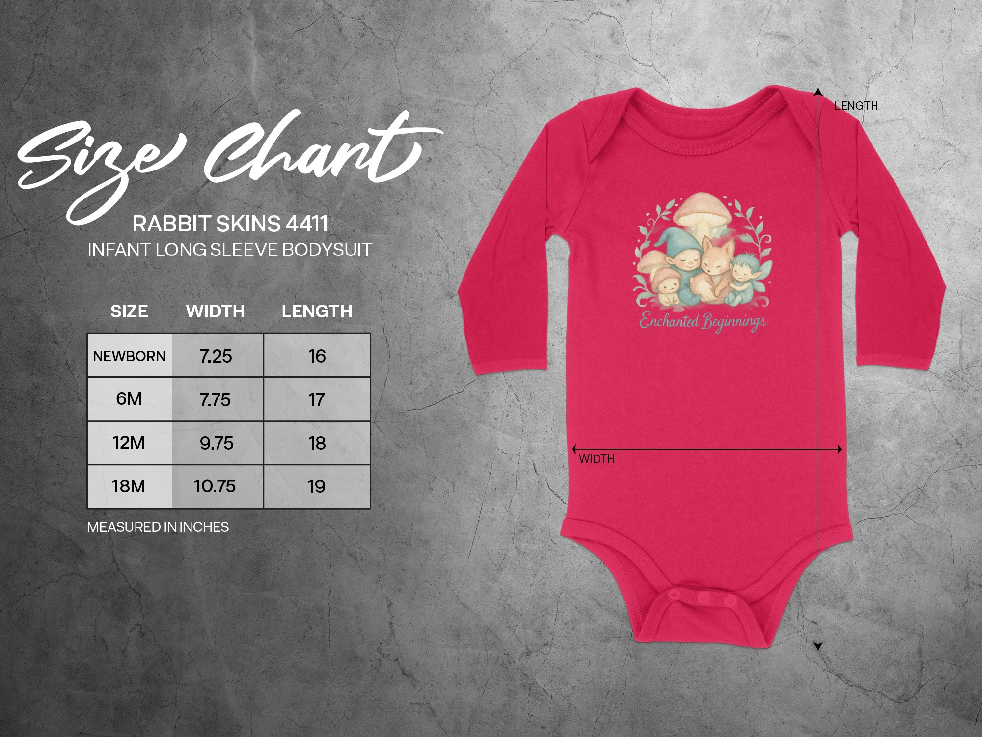 Enchanted Beginnings Bodysuit, Newborn to 24M, Gnome Fairy Fox, Cute Infant Bodysuit, Long and Short Sleeve, Magical Creature Bodysuits - Image 2